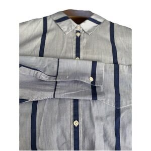 Madewell M Striped Long Sleeve Button Front Shirt Women's Blue Long Sleeve Cuffs